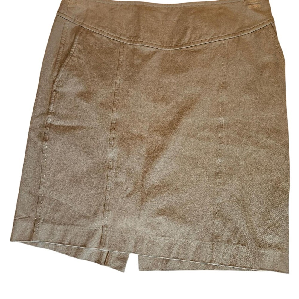 Banana Republic Khaki Tan Stretch Cotton Pencil Skirt Petite 8P‎ Business Casual